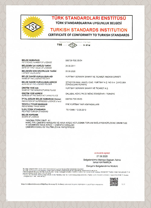 TS 13566 Isı Yalıtım Levhası Yapıştırıcısı 2023