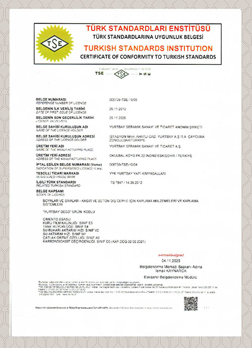 TS 7847 Yurtbay Deco Ürün Uyg. Bel.