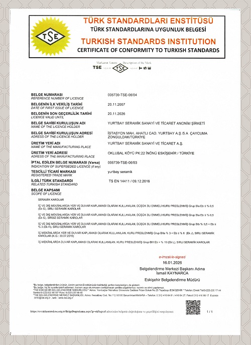 TS EN 14411 2016 Ürün Uygunluk Bel.