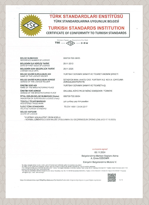 TS EN 14891 Aqualatex-Isoqua Ürün Uyg. Bel. 2023