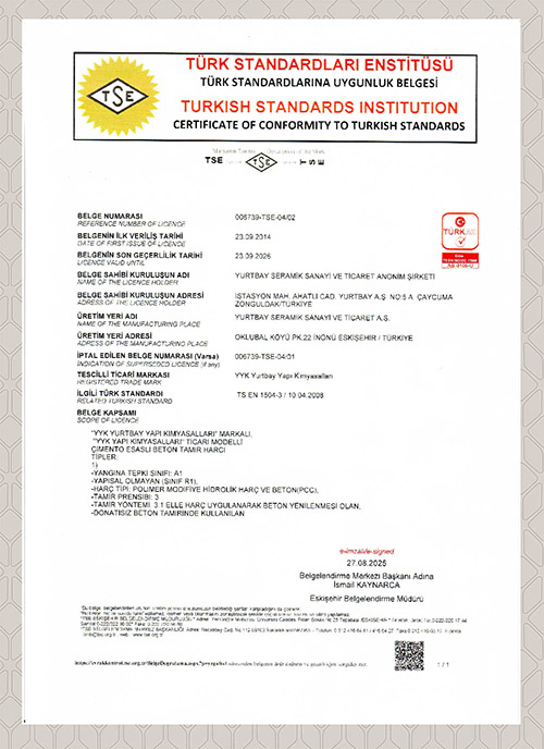 TS EN 1504-3 Tamir Harcı 2023
