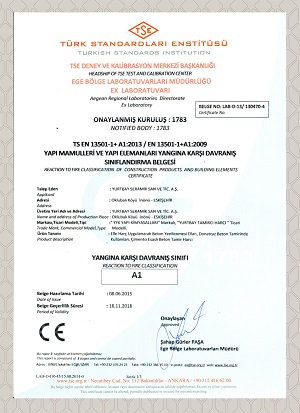 TS EN 1504-3 Tamir Harcı CE Yangına Tepki Belgesi