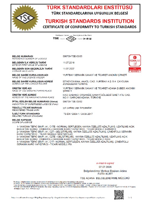 TS EN 12004 -1 Yapıştırıcılar Ürün Uyg. Bel. Adana 2026